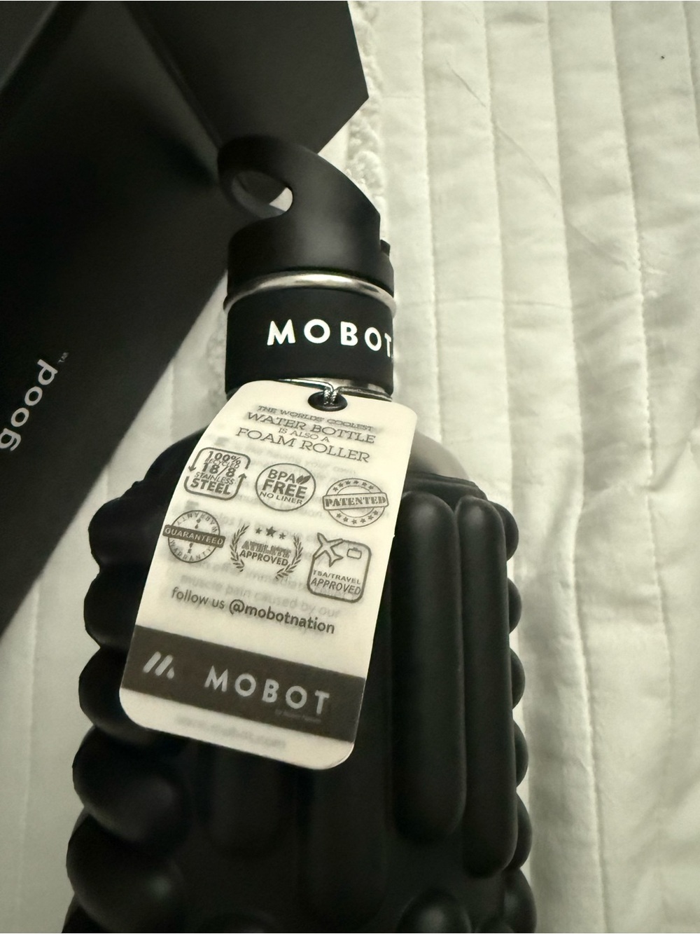 Mobot Black Foam Roller Water Bottle - Portable Hydration & Recovery
